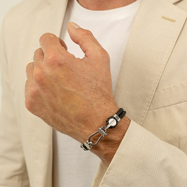 Hugo Boss Fashion dvojitý náramek z černé kůže 1580699