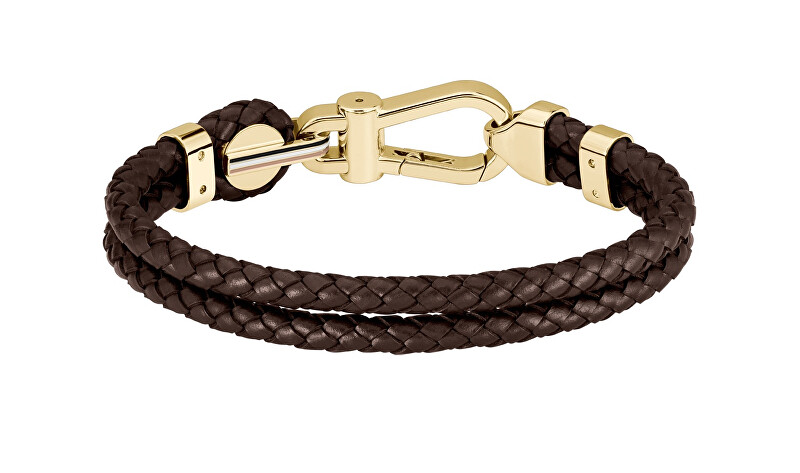 Hugo Boss Módní dvojitý náramek z hnědé kůže 1580700