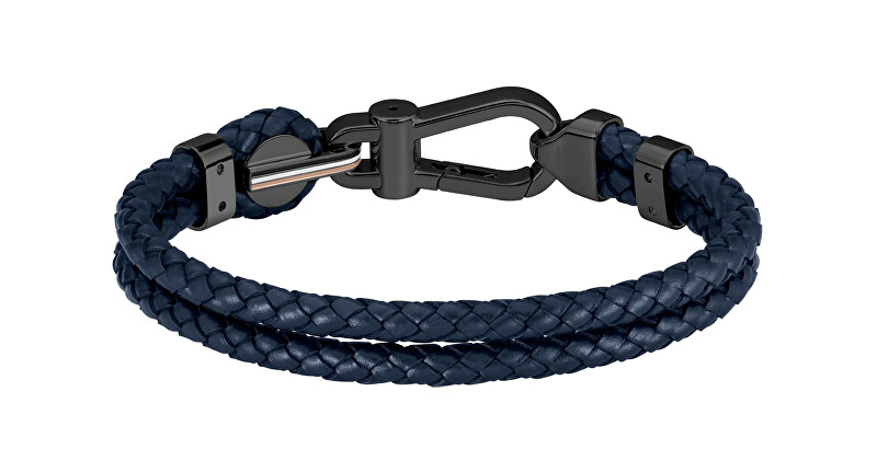Hugo Boss Stylový dvojitý náramek z tmavě modré kůže 1580701