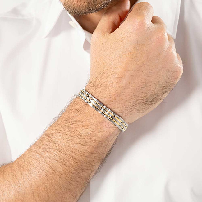 Hugo Boss Nadčasový bicolor náramok pre mužov Wesley 1580813 bicolor, strieborná , zlatá