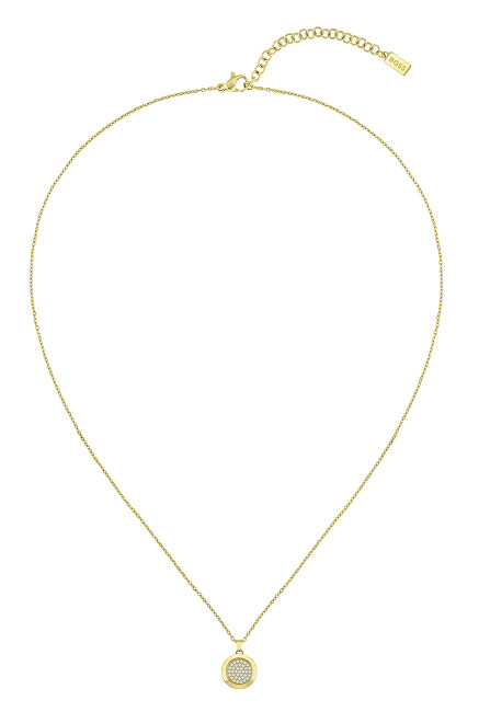 Hugo Boss Oslnivý pozlacený náhrdelník s krystaly Medallion 1580300