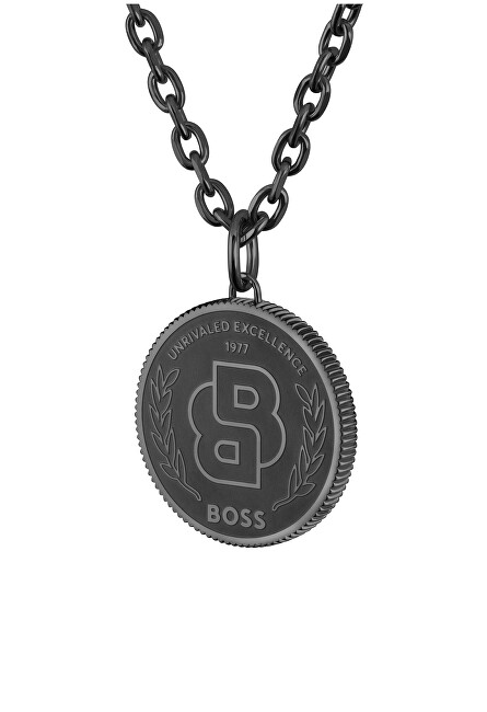 Hugo Boss Pánský černý náhrdelník z oceli Double B 1580762