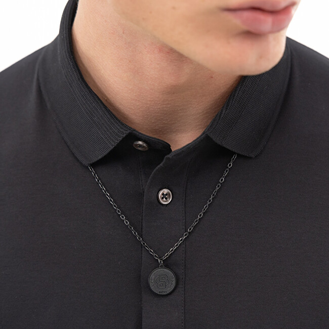 Hugo Boss Pánský černý náhrdelník z oceli Double B 1580762