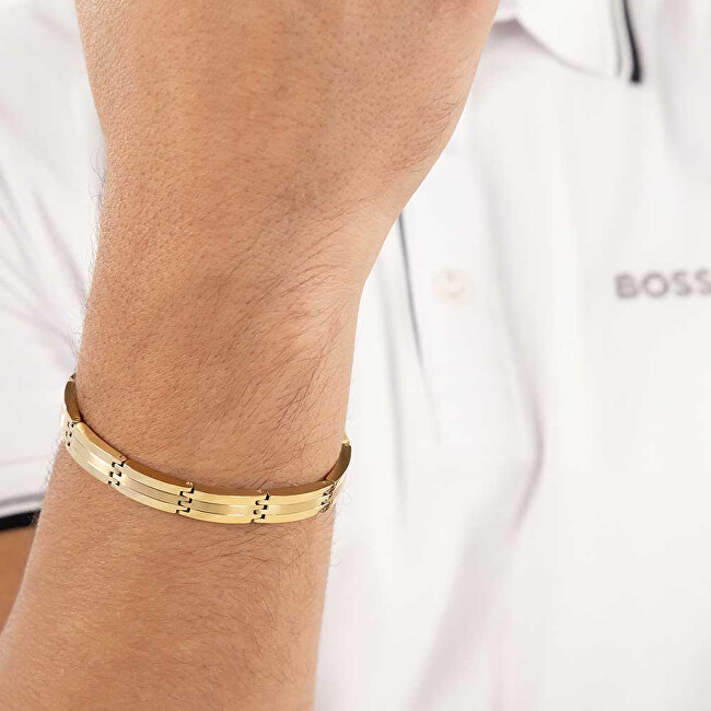 Hugo Boss Pozlacený ocelový náramek pro muže Brooks 1580805 zlatá