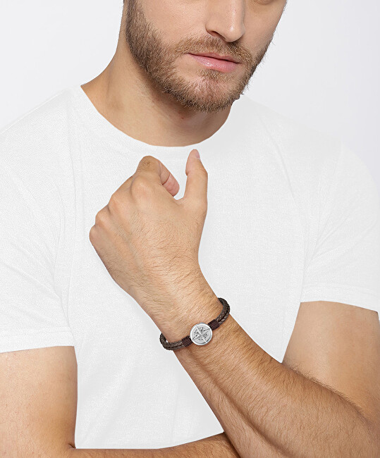 Hugo Boss Stylový kožený hnědý náramek 1580497