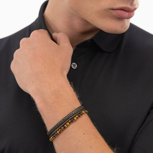 Hugo Boss Trojitý hnědý náramek pro muže Sphere 1580787