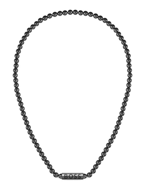 Hugo Boss Černý náhrdelník z oceli s korálky Sphere 1580657