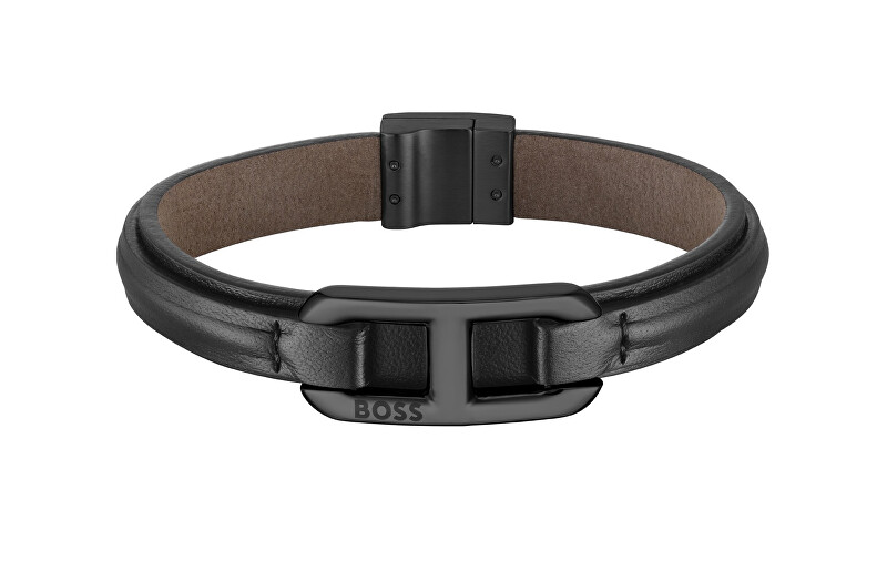 Hugo Boss Stylový kožený černý náramek Kode 1580784