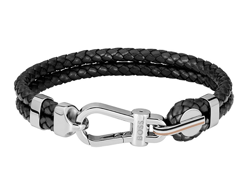 Hugo Boss Fashion dvojitý náramek z černé kůže 1580699