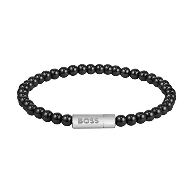 Hugo Boss Korálkový náramek s onyxem Sphere 1580789