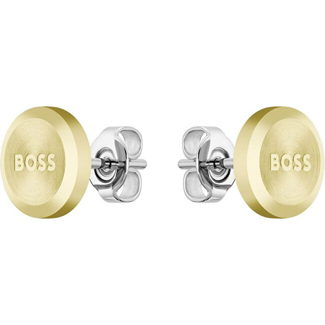 Hugo Boss Minimalistické pozlacené náušnice Yann 1580478