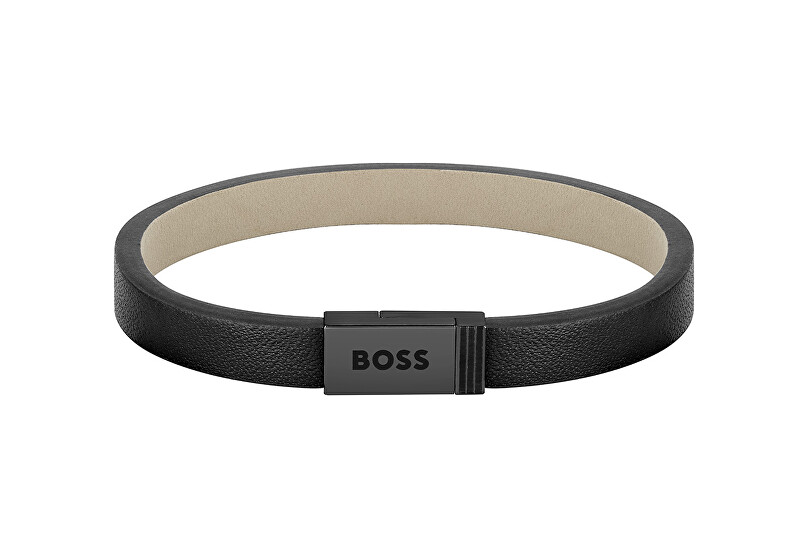 Hugo Boss Moderní černý kožený náramek Jace 1580337