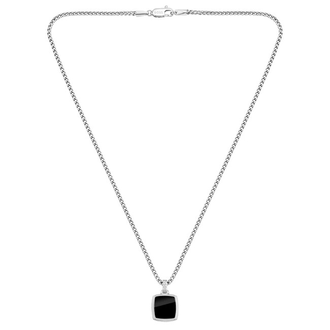 Hugo Boss Módní ocelový náhrdleník s onyxem Odell 1580648