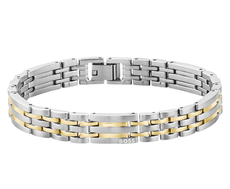 Hugo Boss Nadčasový bicolor náramok pre mužov Wesley 1580813 bicolor, strieborná , zlatá