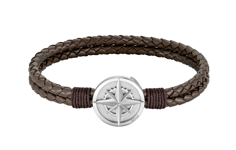 Hugo Boss Stylový kožený hnědý náramek 1580497