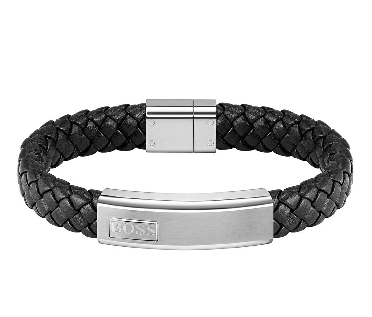 Hugo Boss Trendy pletený kožený náramek Lander 1580178