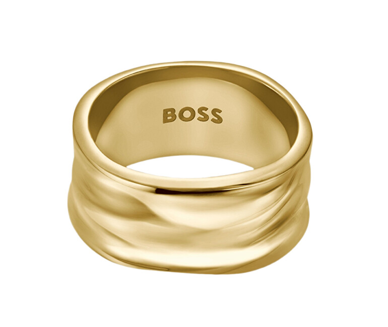 Hugo Boss Výrazný pozlacený prsten pro ženy Ripple 1580775