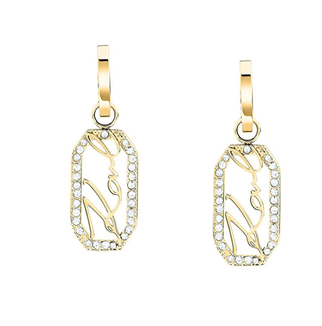 Karl Lagerfeld Fashion pozlacené visací náušnice Crystals KLAYC45