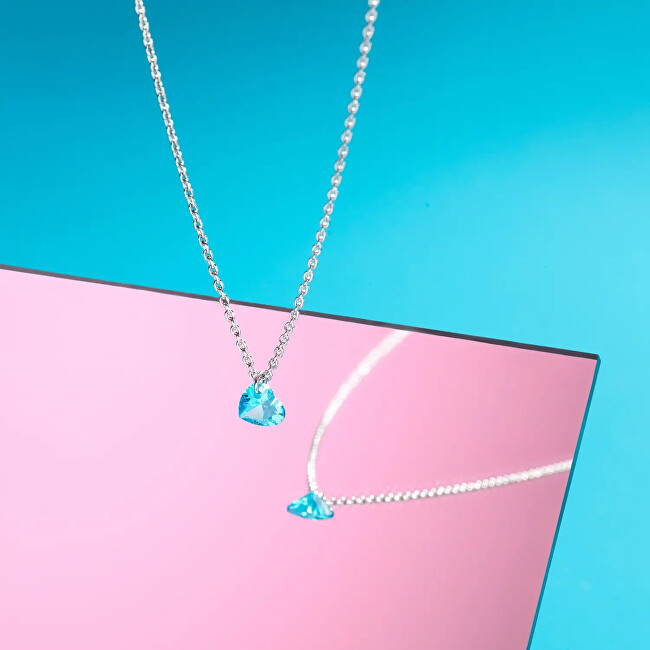 La Petite Story Něžný stříbrný náhrdelník s modrým srdíčkem Silver LPS10AWV32