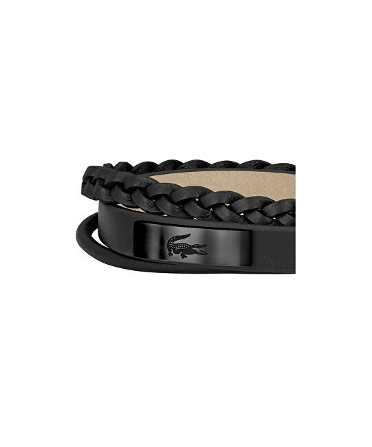 Lacoste Černý kožený náramek Fusion 2040318