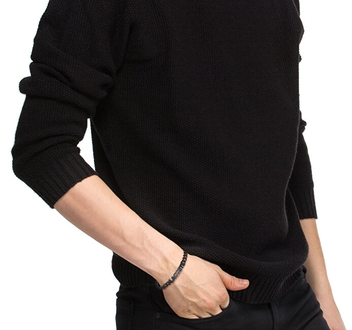 Lacoste Černý pánský náramek z oceli Script 2040478