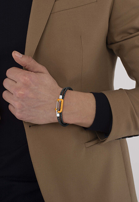 Lacoste Černý pletený náramek z kůže Matt 2040316