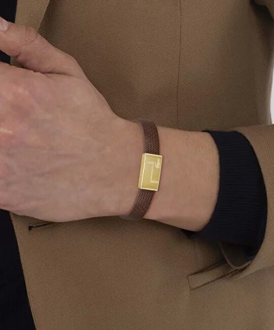 Lacoste Hnědý kožený náramek Monogram Leather 2040187