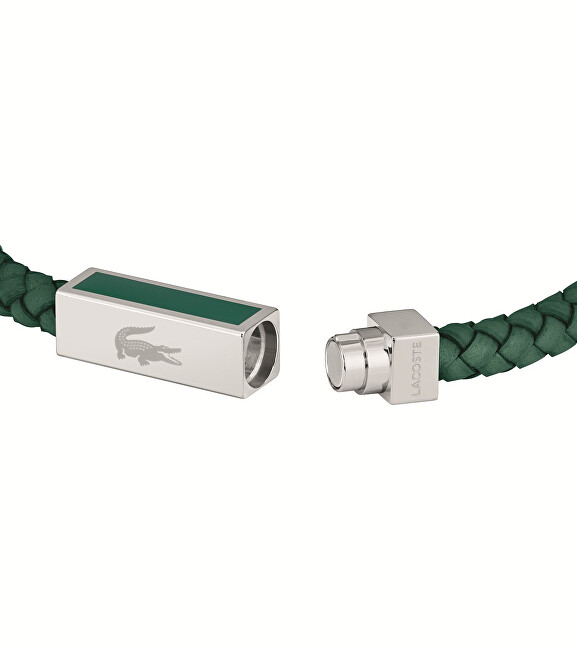 Lacoste Zelený kožený náramek pro muže Rockel 2040449