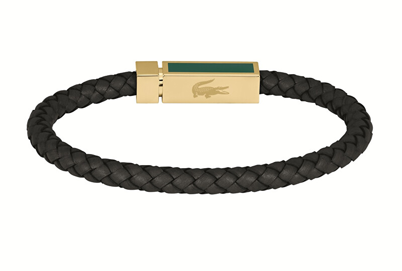 Lacoste Černý kožený náramek pro muže Rockel 2040451