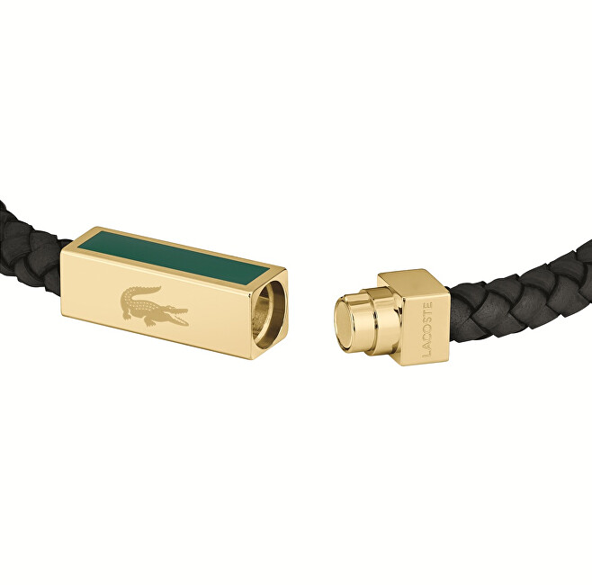 Lacoste Černý kožený náramek pro muže Rockel 2040451