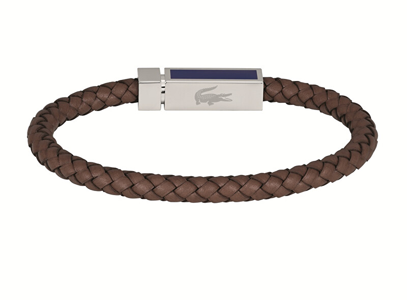Lacoste Hnědý kožený náramek pro muže Rockel 2040450