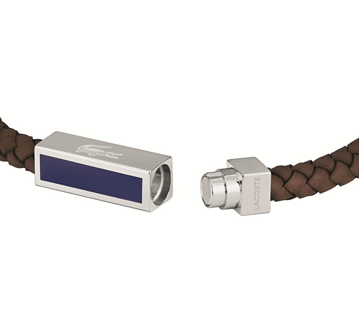 Lacoste Hnědý kožený náramek pro muže Rockel 2040450