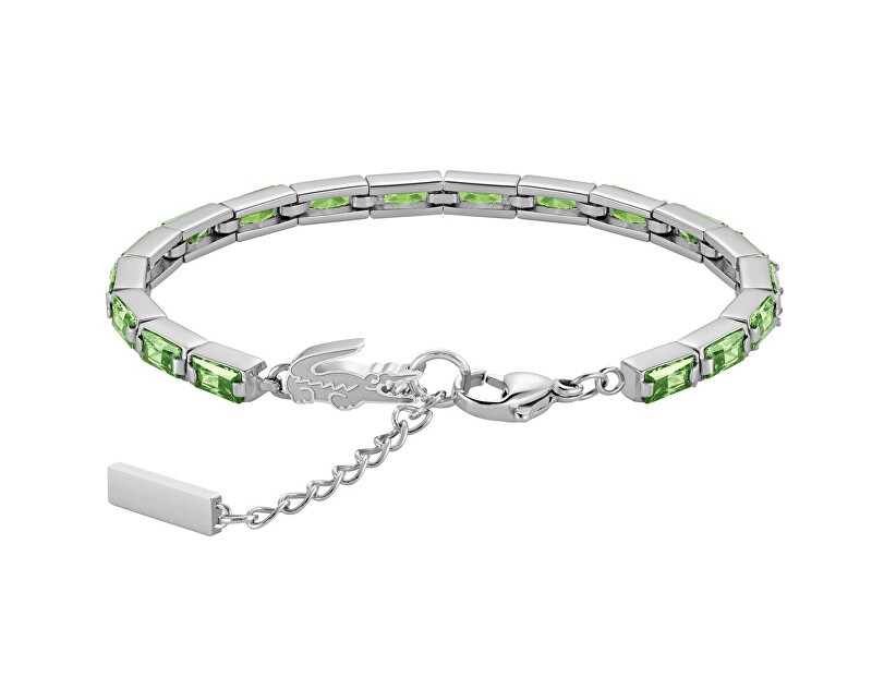 Lacoste Tenisový náramek se zelenými krystaly Duchess 2040500