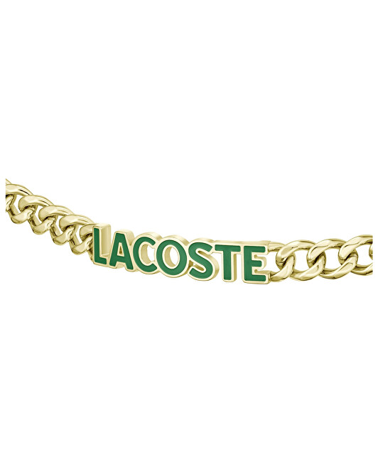 Lacoste Pozlacený pánský náramek z oceli Script 2040477