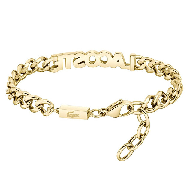 Lacoste Pozlacený pánský náramek z oceli Script 2040477