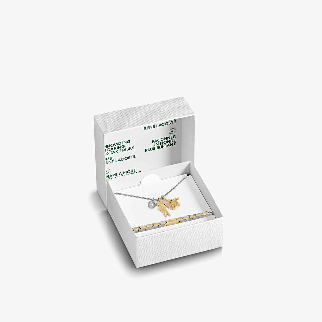 Lacoste Luxusná sada šperkov pre ženy Metropola 2070045 (náramok, náhrdelník) bicolor, strieborná , zlatá