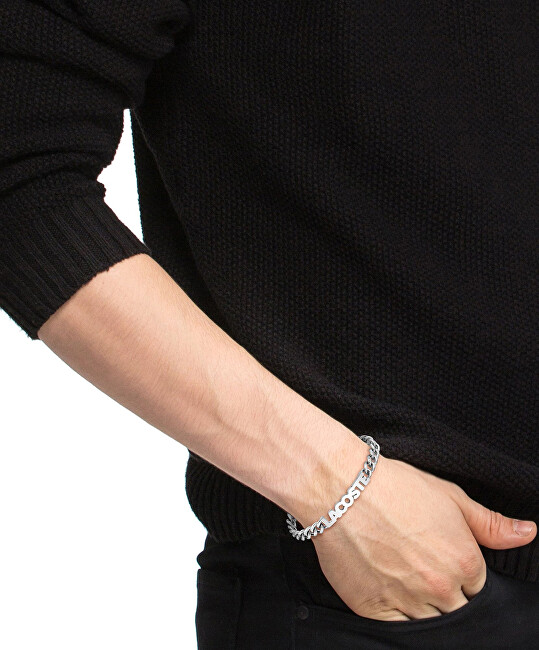 Lacoste Stylový pánský náramek z oceli Script 2040476
