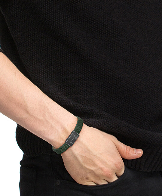 Lacoste Zelený kožený náramek Monogram Leather 2040186