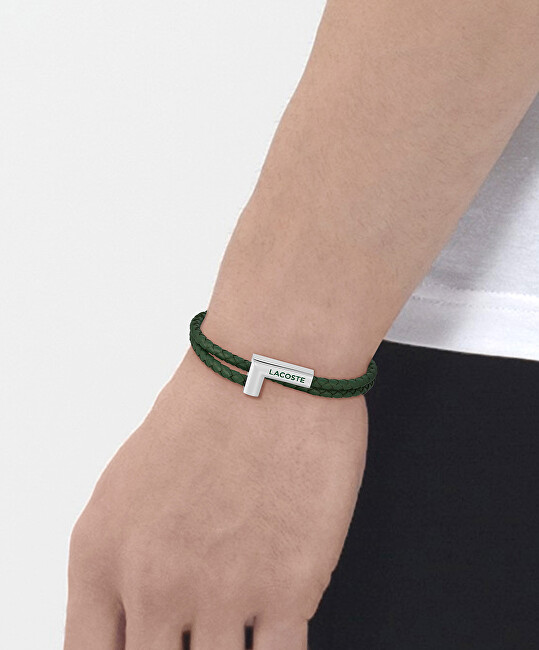 Lacoste Zelený kožený náramek Swarm 2040151