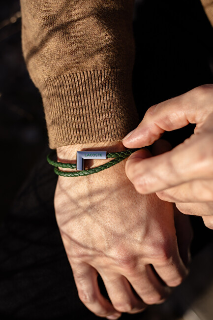 Lacoste Zelený kožený náramek Swarm 2040151