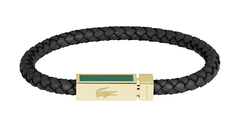 Lacoste Černý kožený náramek pro muže Rockel 2040451