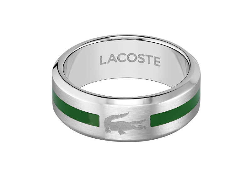 Lacoste Originální pánský ocelový prsten Stencil 2040083