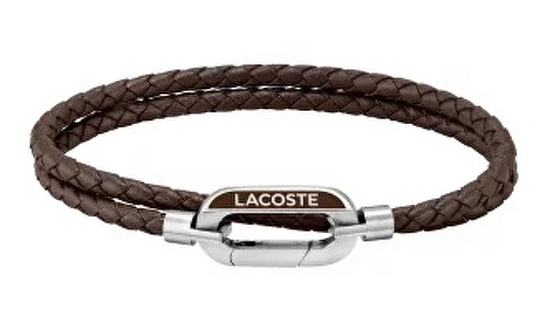 Lacoste Pánsky kožený náramok Starboard 2040113 hnedá, strieborná