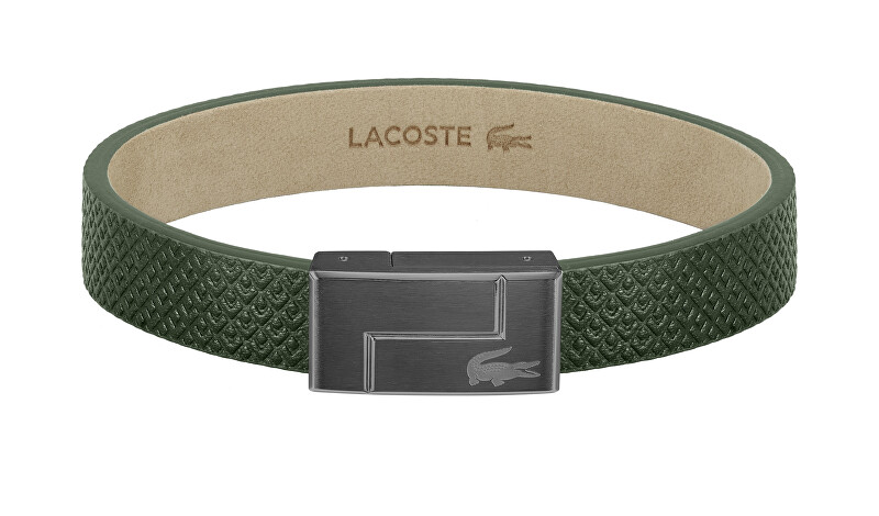 Lacoste Zelený kožený náramek Monogram Leather 2040186