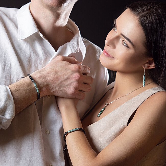 Lampglas Krásný partnerský náramek Shamballa Turquoise Love s ryzím stříbrem v perle Lampglas BSHX8