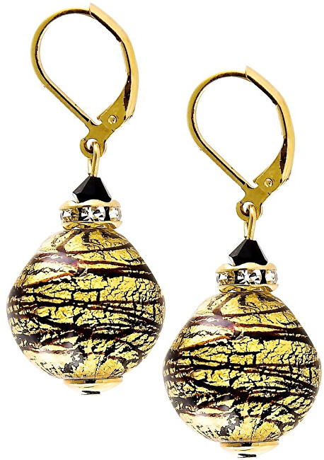 Lampglas Luxusní souprava šperků Golden Tiger z perel Lampglas s 24karátovým zlatem CQ5 (náhrdelník, náušnice)