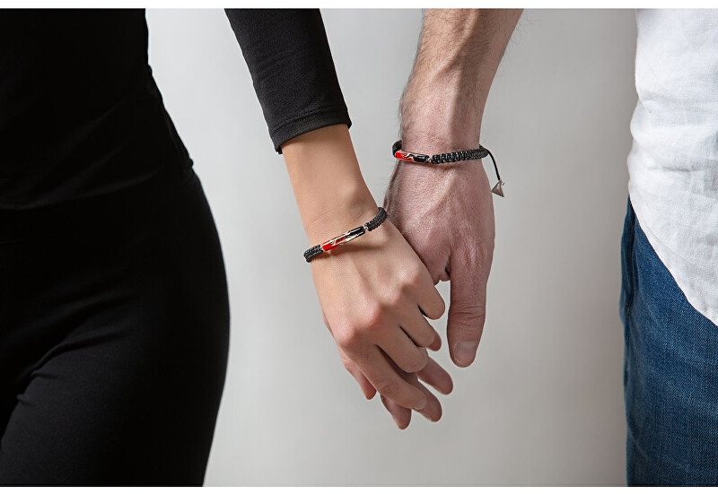 Lampglas Partnerský náramek Shamballa Red Black s unikátní perlou Lampglas BSHX10