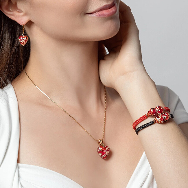 Lampglas Pozlacený náhrdelník Cherry Heart s 24karátovým zlatem v perle Lampglas NLH52/POZ
