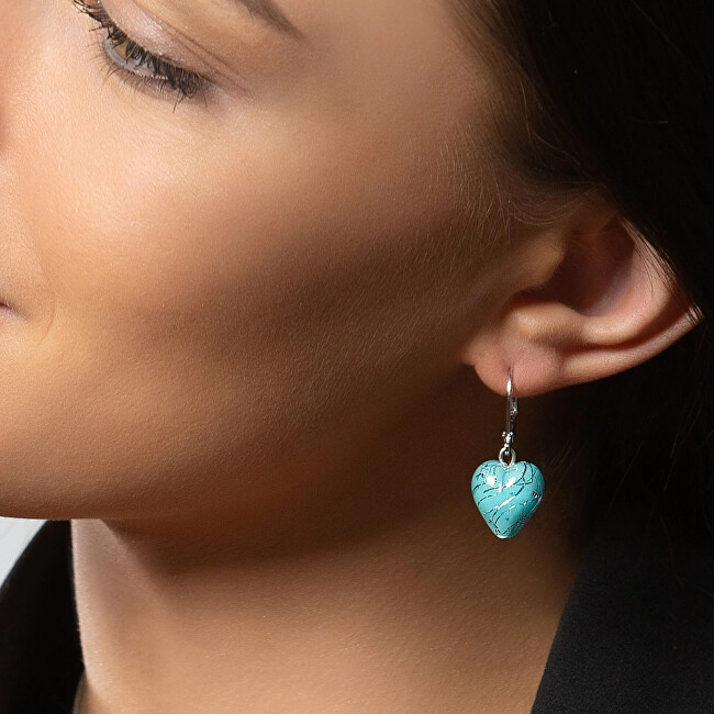 Lampglas Tyrkysové náušnice Turquoise Caress s ryzím stříbrem v perlách Lampglas ELH12