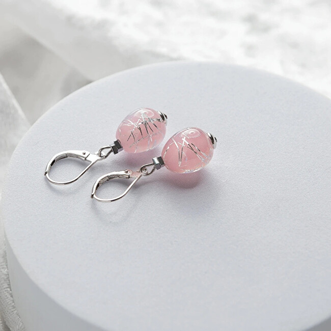 Lampglas Náušnice Soft Pink Nude s ryzím stříbrem ENM5/AG/RHO